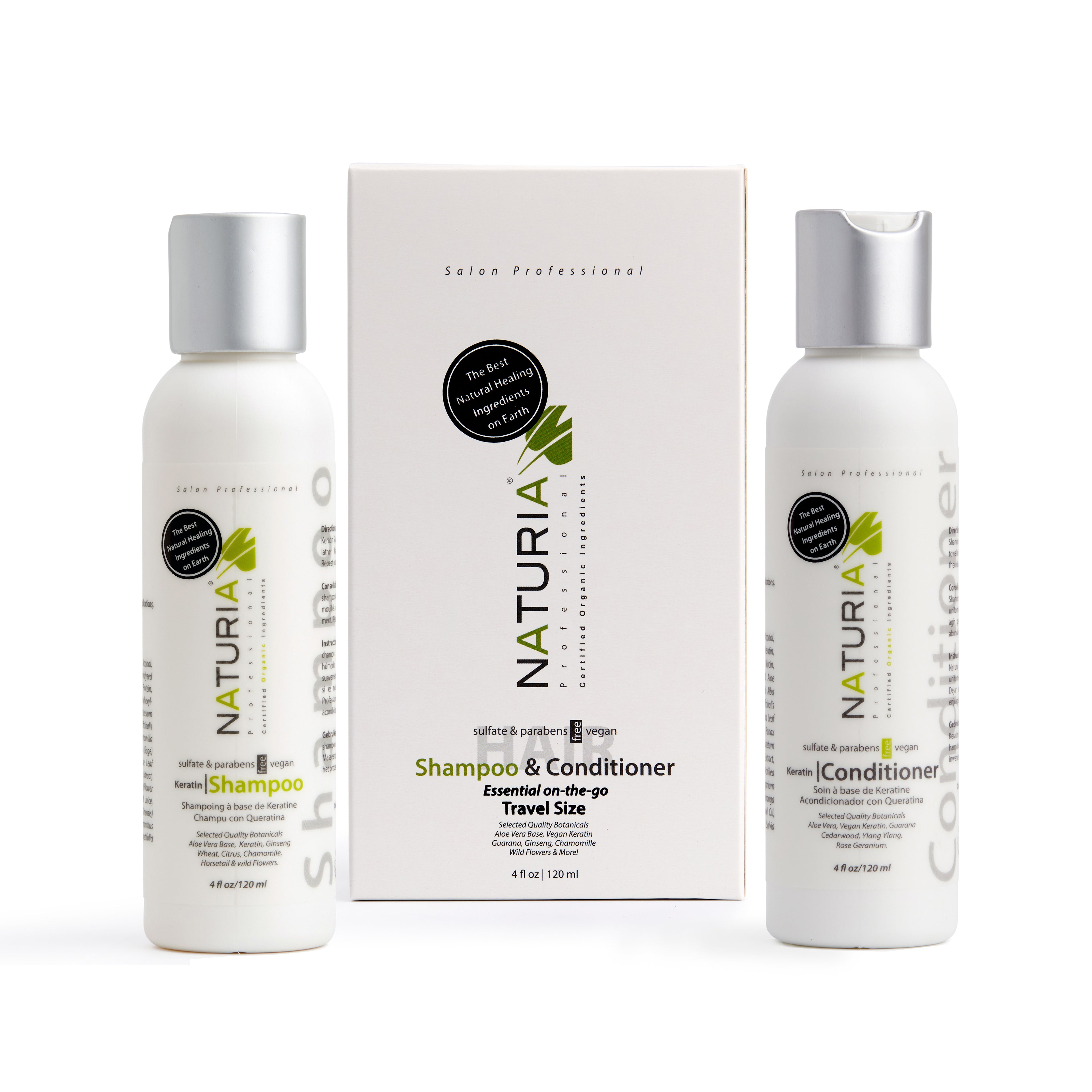 Naturia™ Professional Keratin Shampoo &amp; Conditioner On-The-Go Luxury Travel Set  4 FL OZ